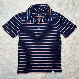 Tommy Bahama Polo Shirt Blue and Pink Striped Size 6